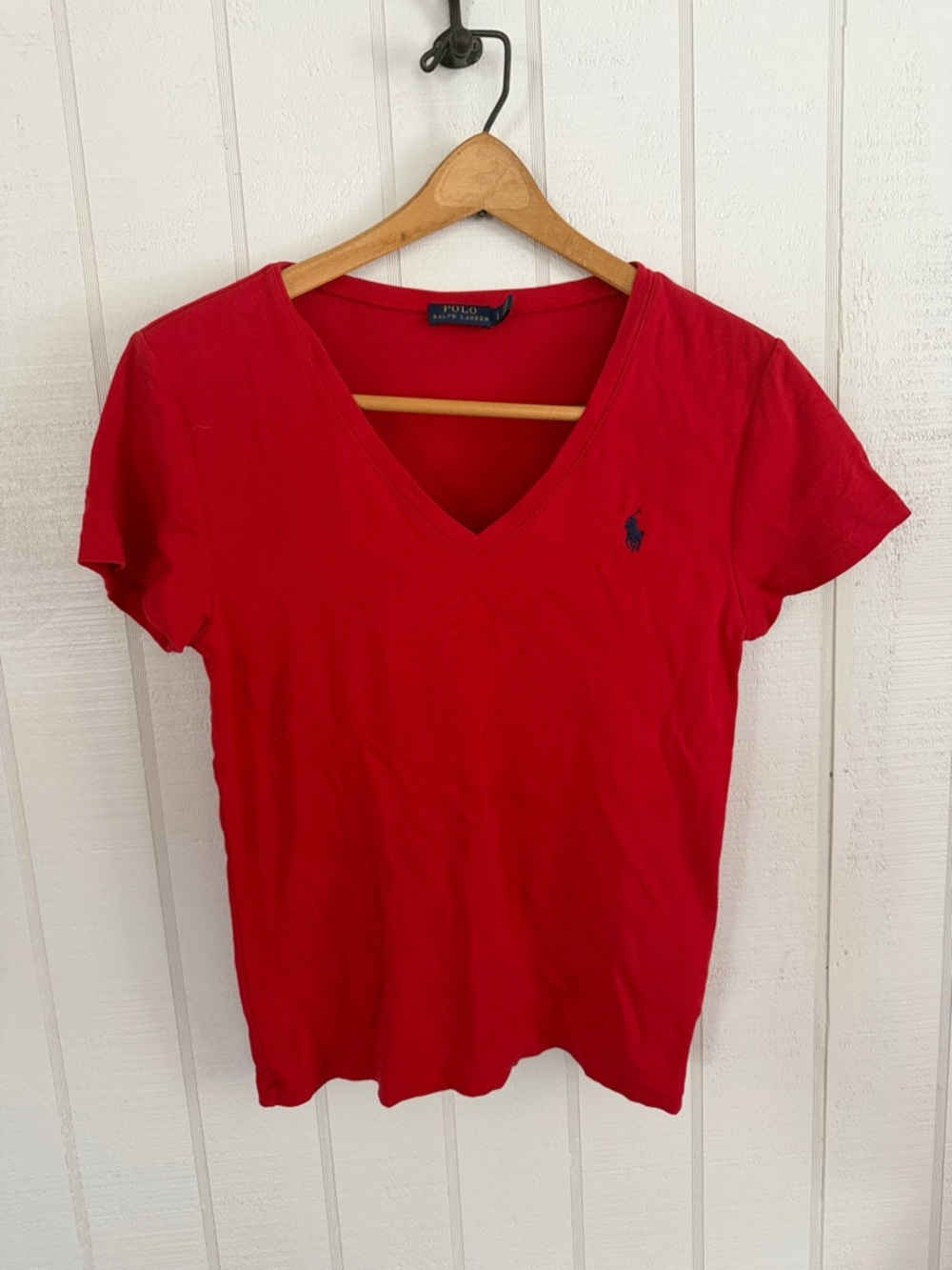 Polo by Ralph Lauren Red V-Neck Short Sleeve Tee